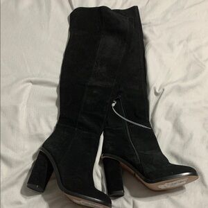 NWT - Gianni Bini Black Suede Leather Over the Knee Boots